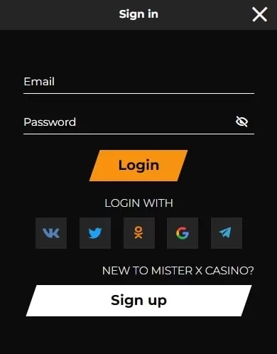 Mister X Casino Sign up